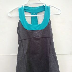 Lululemon Top Scoop Neck Gray & Aqua blue